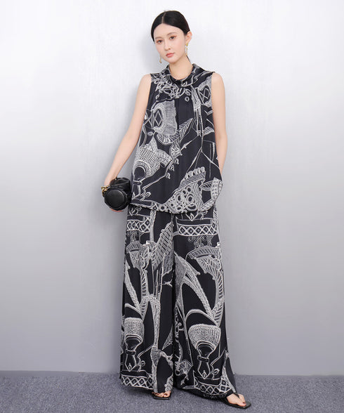 Geo Botanical Top & Pants Co-ord